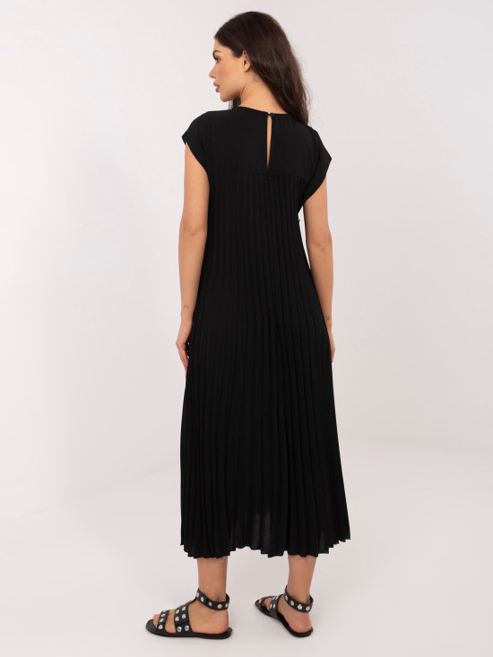 Rochie midi cocktail neagră cu buzunare