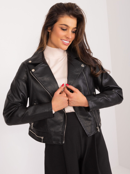 Jachetă elegantă din ecopiele neagră