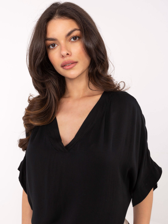 Bluză neagră elegantă cu mânecă 3/4
