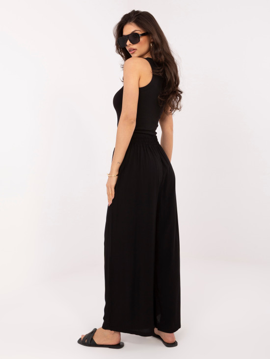 Pantaloni palazzo negri din vâscoză