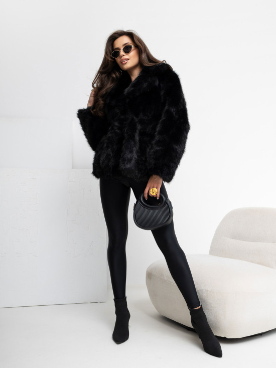 Jachetă scurtă elegantă din lână cu curea