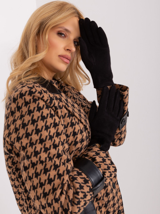 Mănuși negre elegante cu model geometric