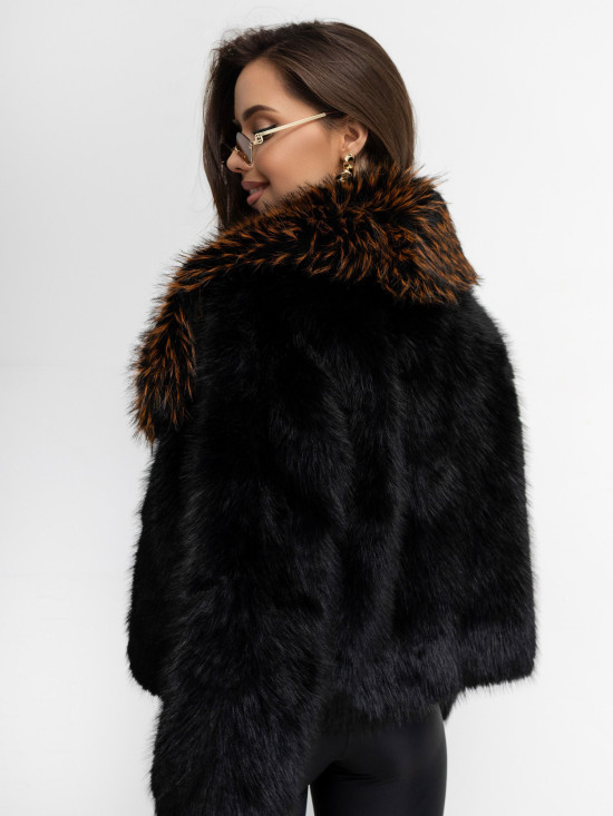Jachetă scurtă elegantă din lână cu căptușeală, neagră