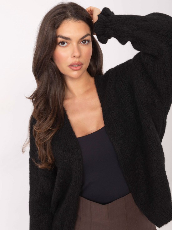 Cardigan negru cu volan