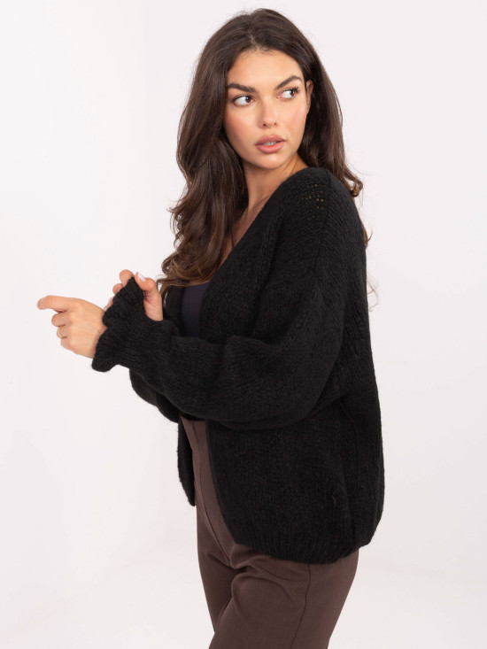 Cardigan negru cu volan