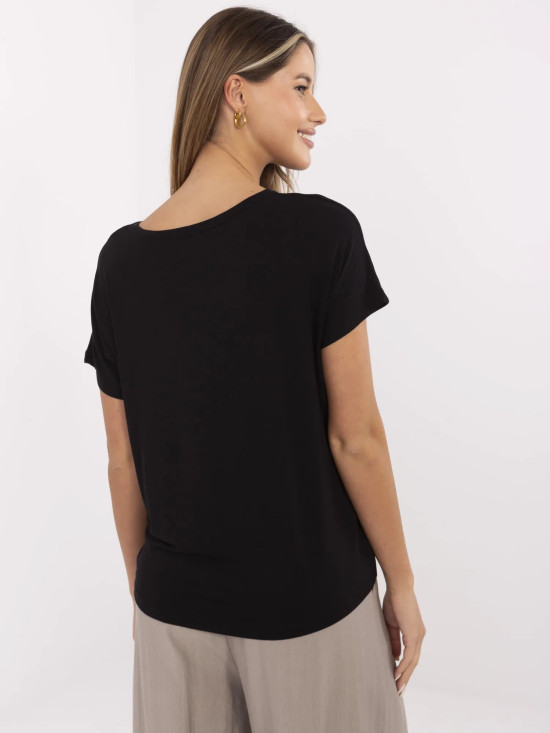 Tricou negru stilat cu inscripții