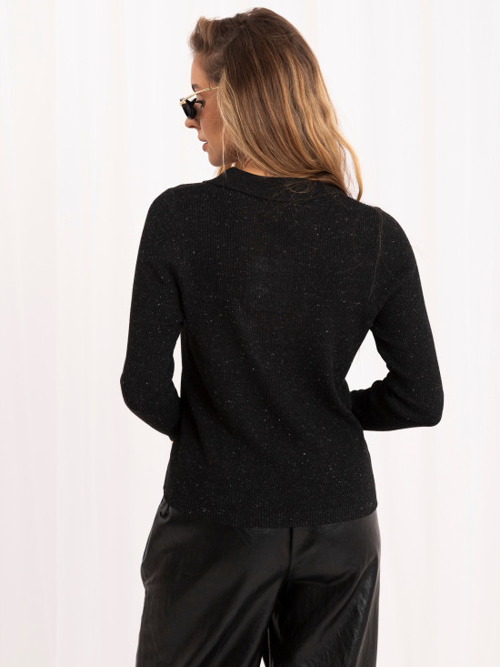 Pulover polo elegant negru cu guler