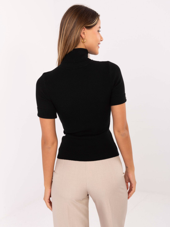 Pulover elegant negru cu guler