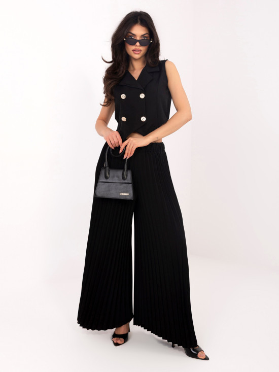 Set elegant negru cu vestă și pantaloni