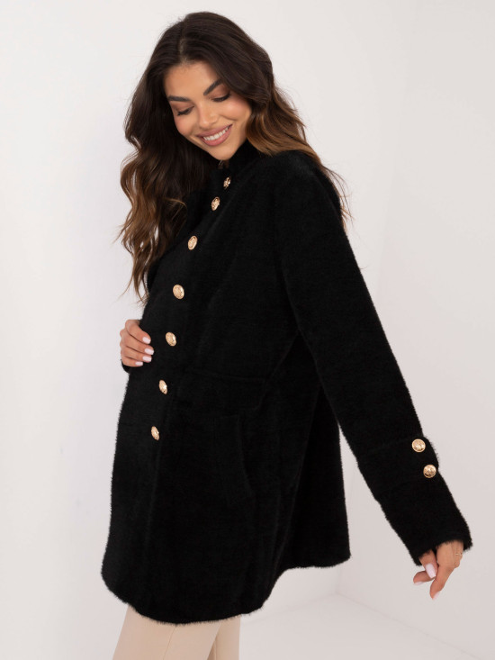 Palton elegant din alpaca negru