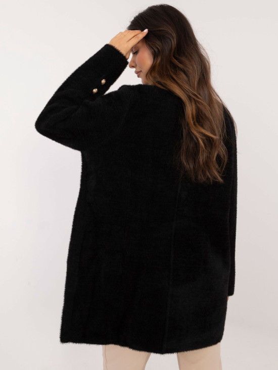 Palton elegant din alpaca negru