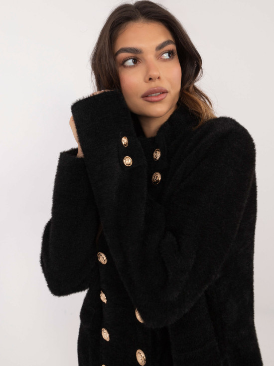 Palton elegant din alpaca negru