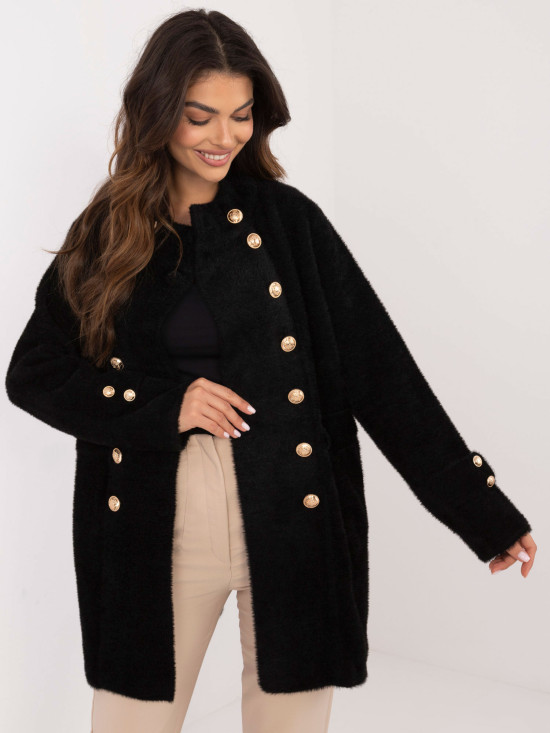 Palton elegant din alpaca negru