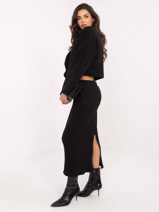 Palton scurt elegant negru cu căptușeală