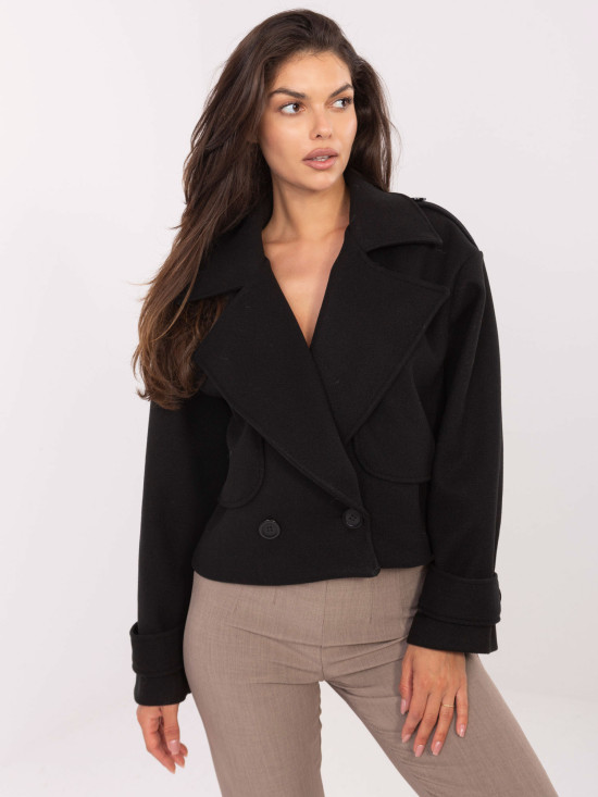 Palton elegant negru de tranziție