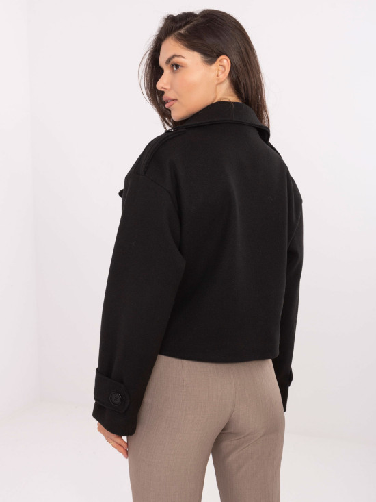 Palton elegant negru de tranziție