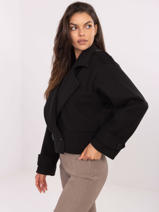 Palton elegant negru de tranziție