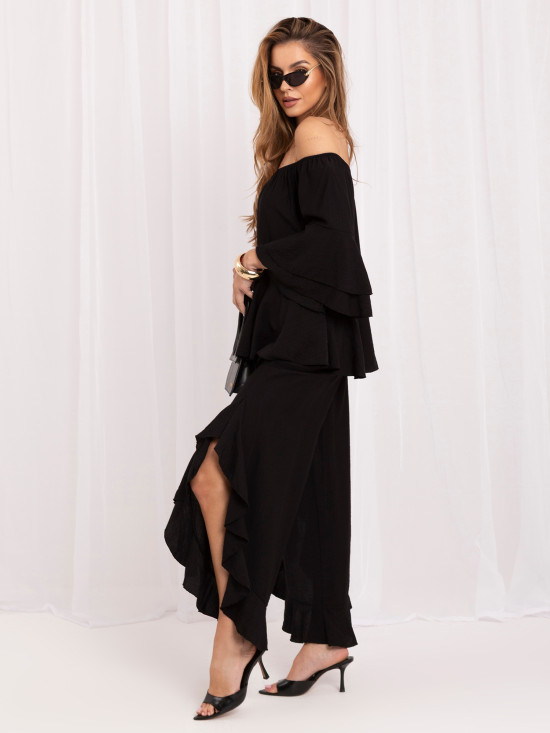 Set negru cu bluză și pantaloni