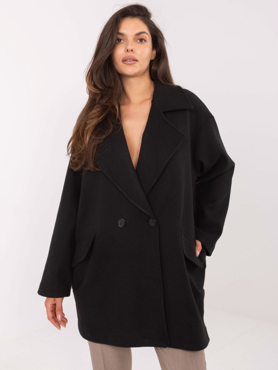 Palton elegant negru de tranziție