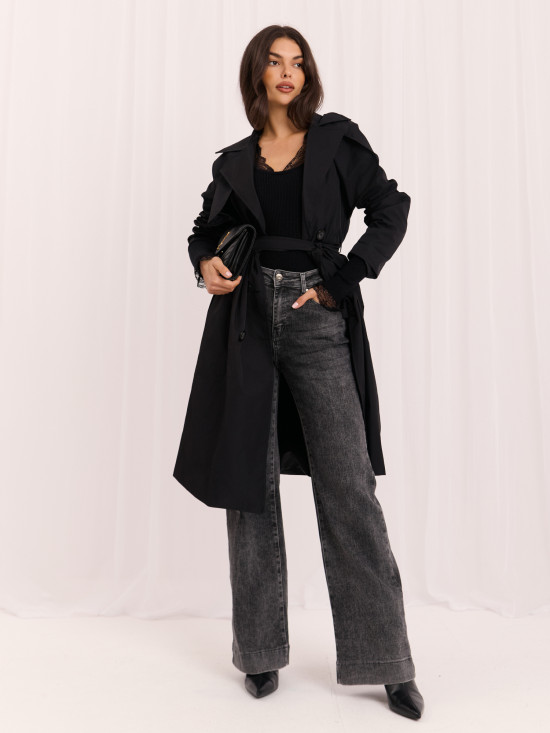 Pulover elegant negru cu dantelă