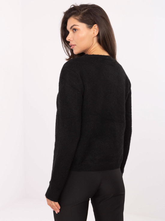 Pulover elegant negru cu dantelă