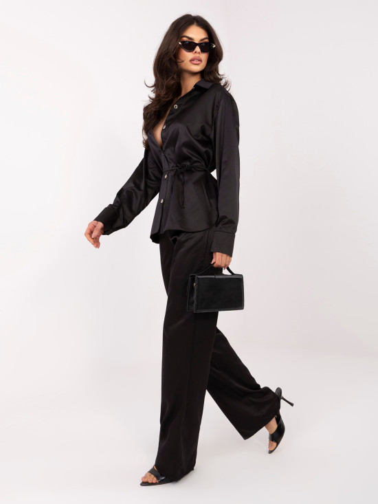 Set elegant negru cu cămașă și pantaloni
