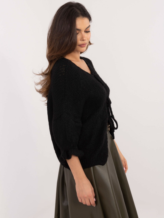 Pulover elegant negru cu mâneci 3/4