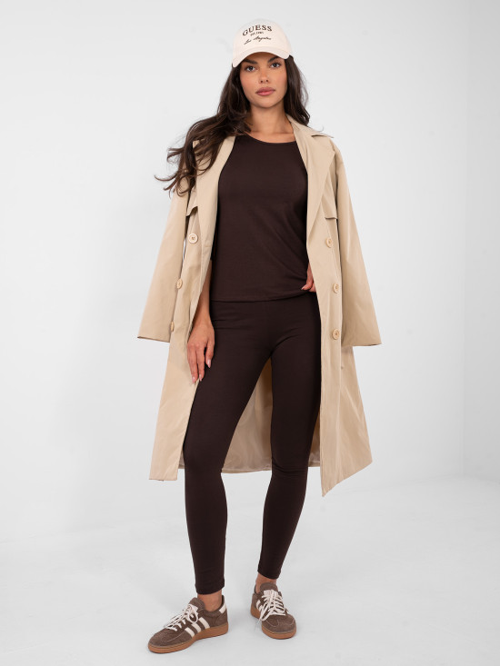 Colanți maro închis din bumbac cu croială îngustă