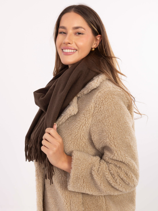 Eșarfă damă maro închis din poliester moale