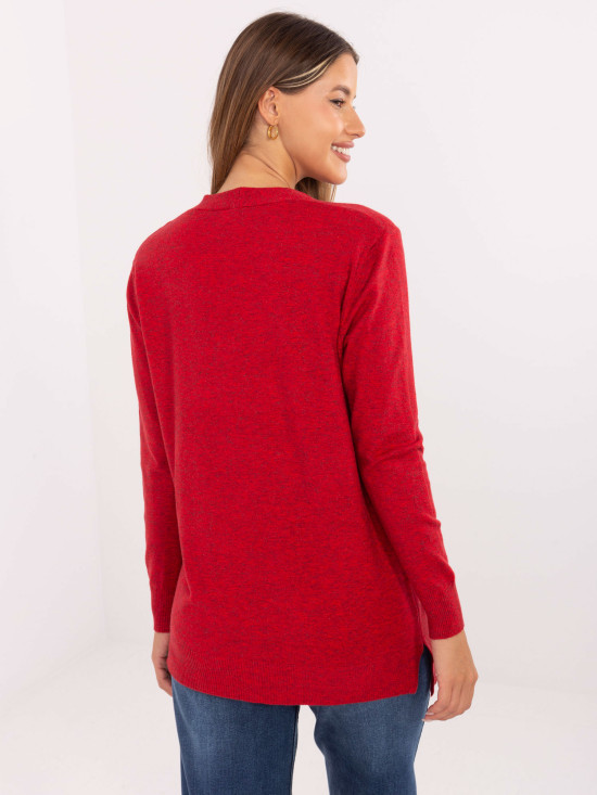 Cardigan roșu cu buzunare