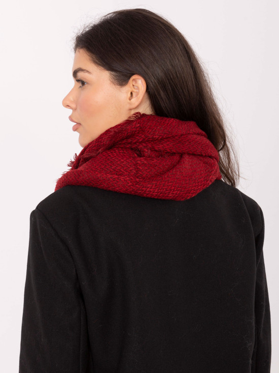 Eșarfă roșie cu model herringbone și franjuri