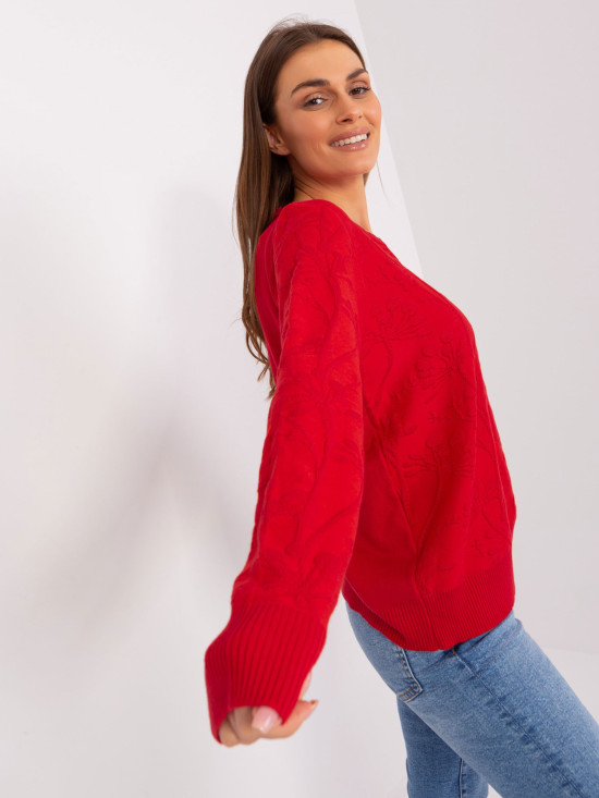Pulover clasic roșu cu model