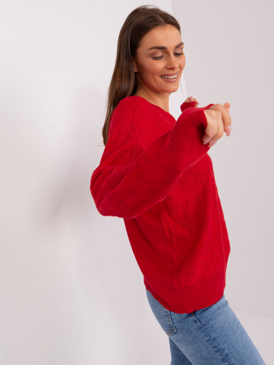 Pulover clasic roșu cu model