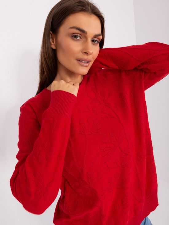 Pulover clasic roșu cu model