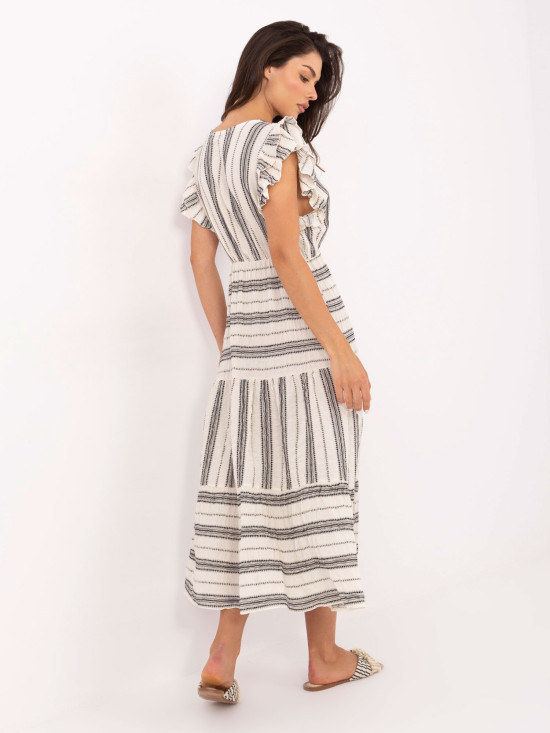 Rochie alb-negru cu decolteu în V