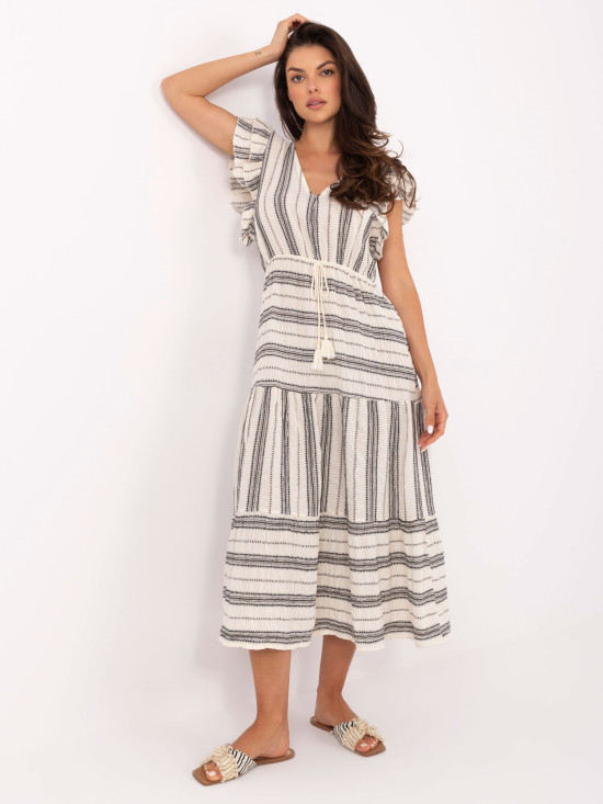 Rochie alb-negru cu decolteu în V