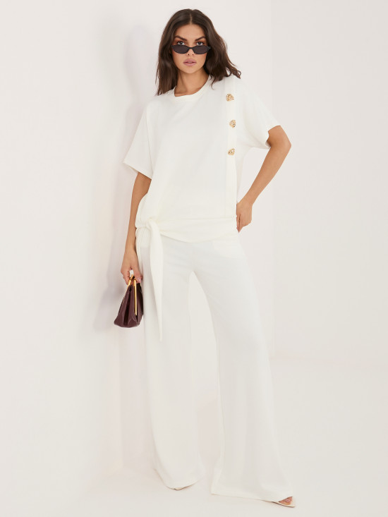 Set elegant bluză și pantaloni ecru