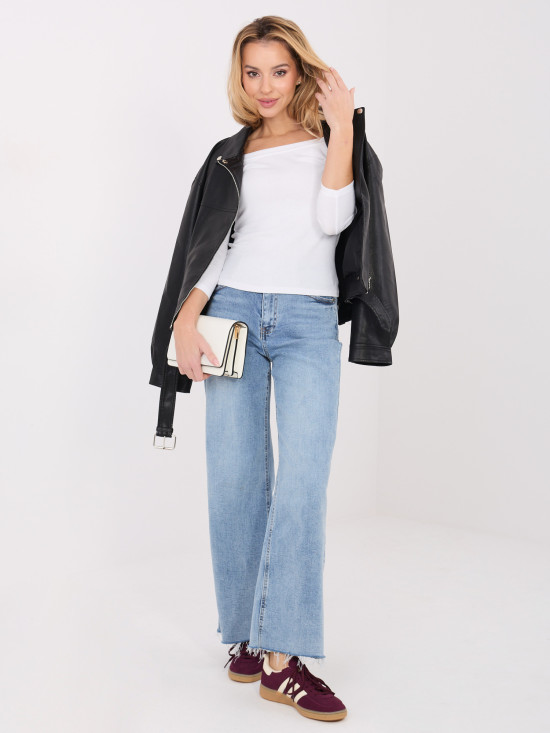 Bluză albă din bumbac cu umeri goi