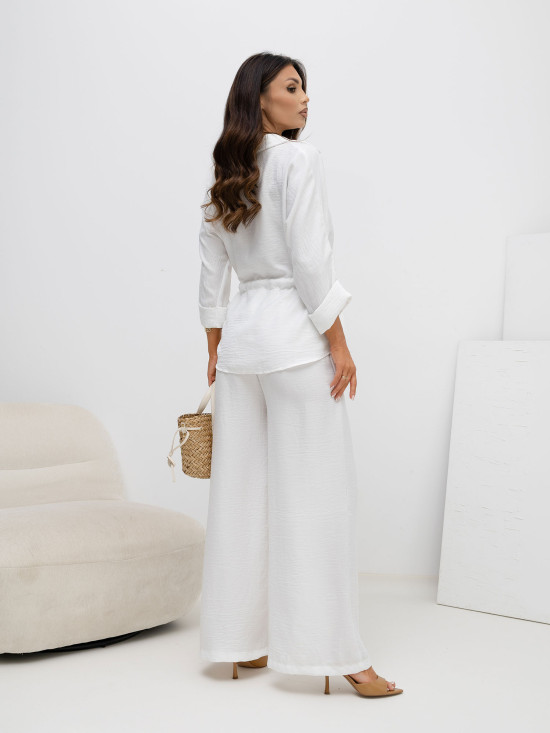 Set elegant cămașă și pantaloni alb