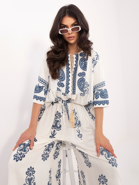 Set damă cu imprimeu și șnur ecru