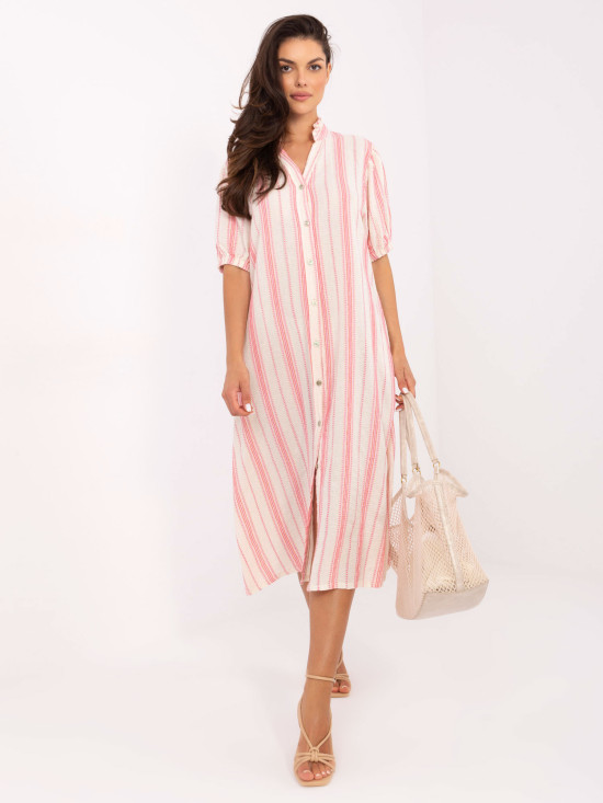 Rochie oversize alb-roz