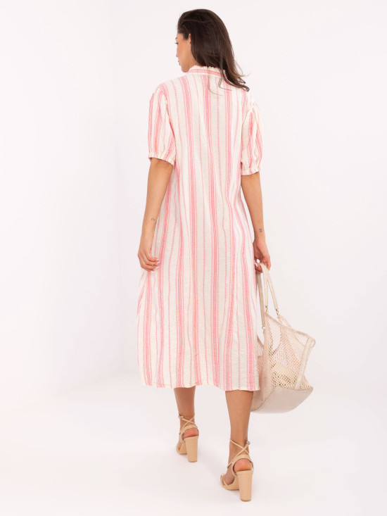 Rochie oversize alb-roz