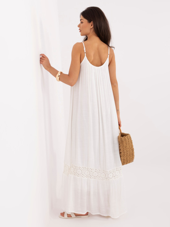 Rochie maxi de vară din bumbac, culoare ecru