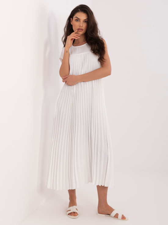 Rochie midi elegantă ecru cu buzunare