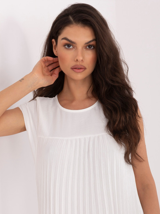 Rochie midi elegantă ecru cu buzunare