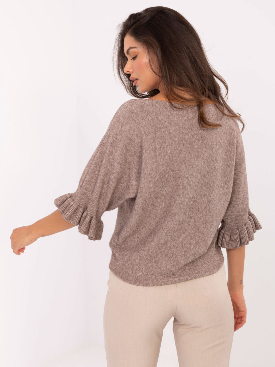Pulover elegant bej cu mâneci 3/4