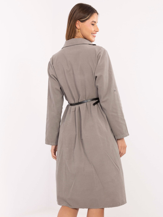 Rochie cămașă midi bej cu curea