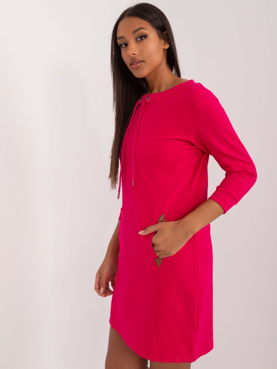 Rochie mini fucsia cu mâneci 3/4