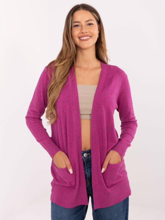 Cardigan fucsia cu buzunare