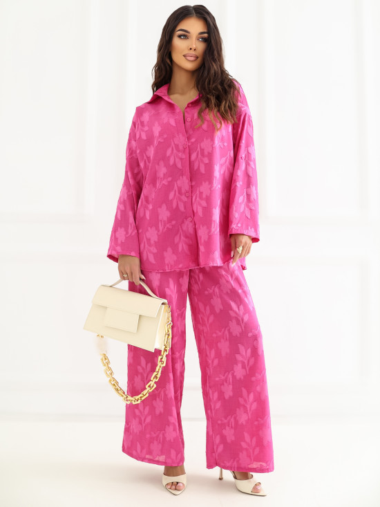 Set roz cu cămașă și pantaloni